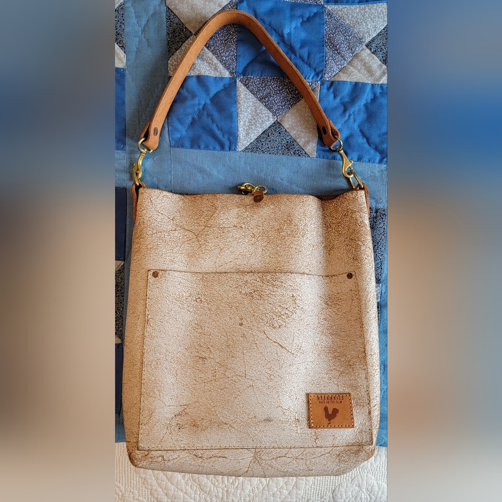 Meanwhile Back On The Farm Birch White Leather Carryall